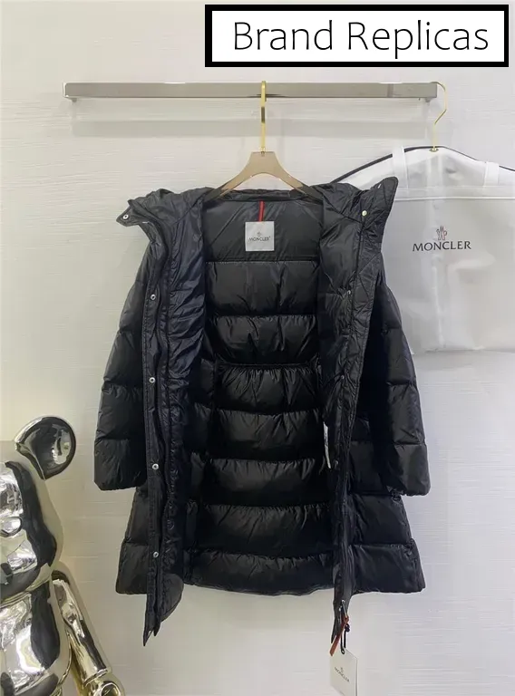 Moncler waist hooded long down jacket